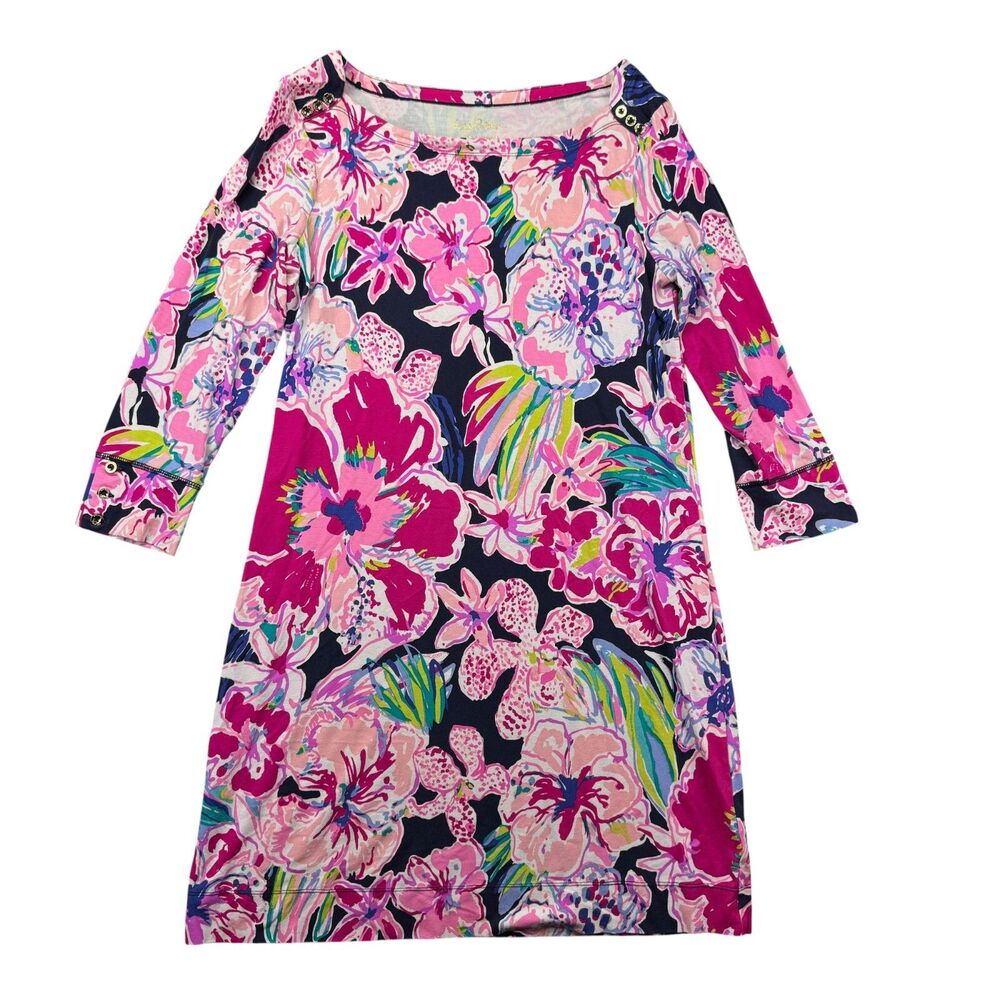 Lilly Pulitzer Dress Women's Large Colorful Long Sleeve Floral Classy Stretch